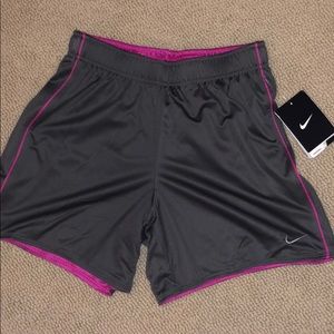 grey / pink nike basketball shorts